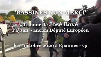'BASSINES NON MERCI' Tribune de José Bové à la manifestation du 11 octobre 2020 à Epannes - 79